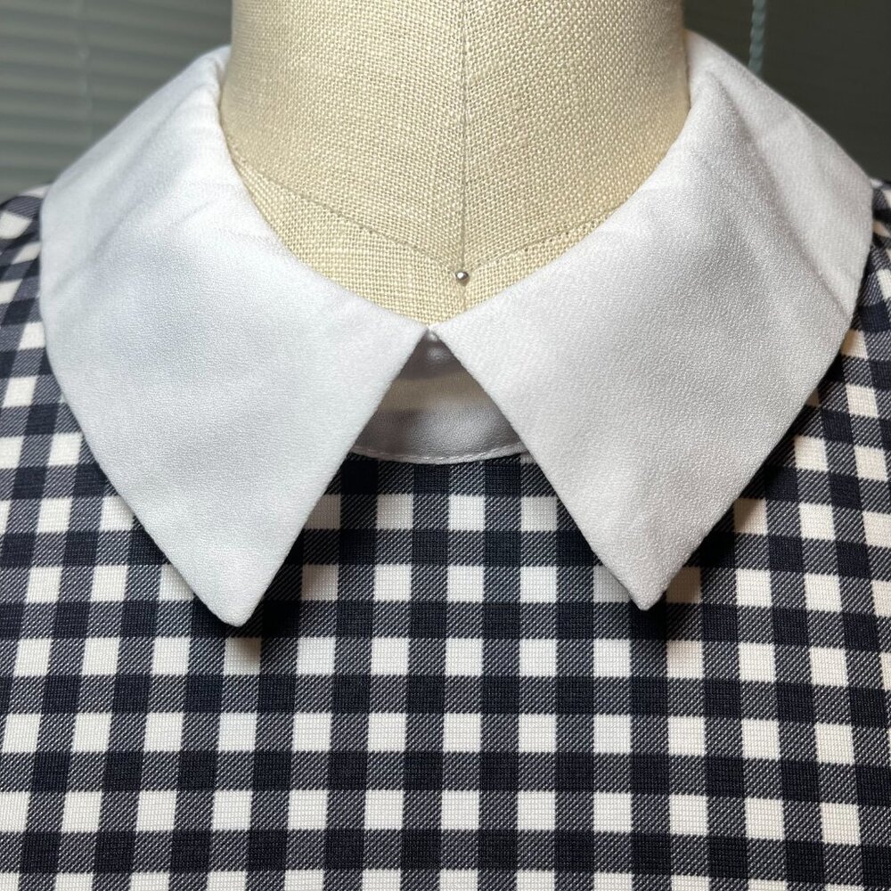 Wednesday Dark Academia Gingham Mini Dress Gothic Coquette Collar XS - Picture 7 of 11